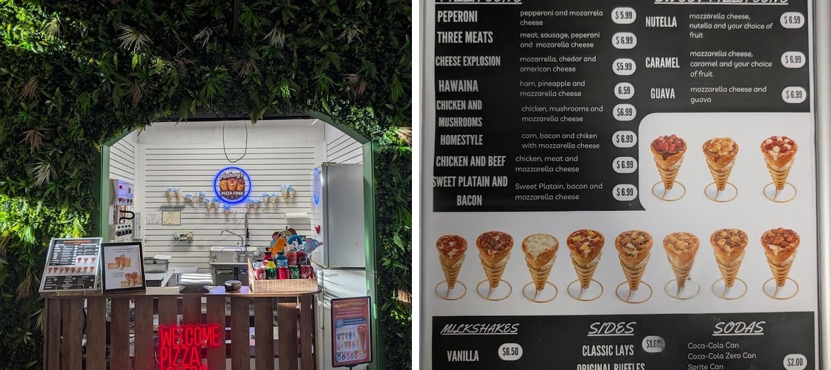 Anthony pizza cone Menu